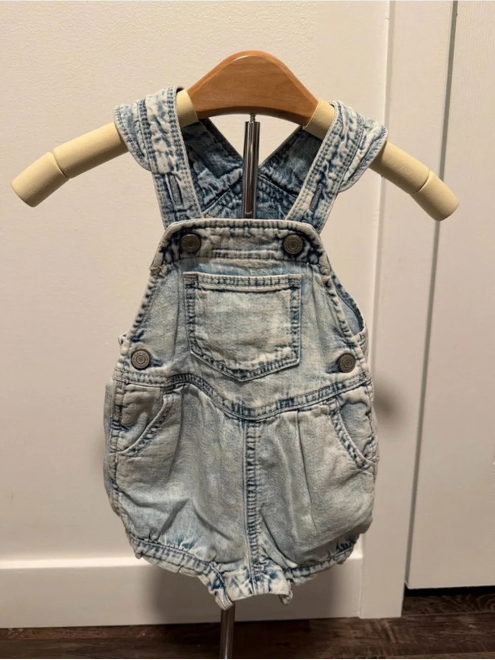 GAP Washed Light Blue Denim Baby Overalls